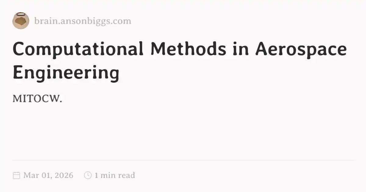 Computational Methods in Aerospace Engineering